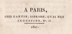 Adresse de Louis Fantin en 1807