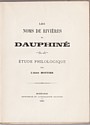 Les noms de rivières en Dauphiné : titre